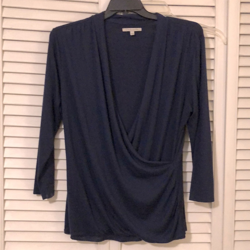 Jenni Surplice Wrap Knit Top XXL Navy blue by 41 Hawthorne
